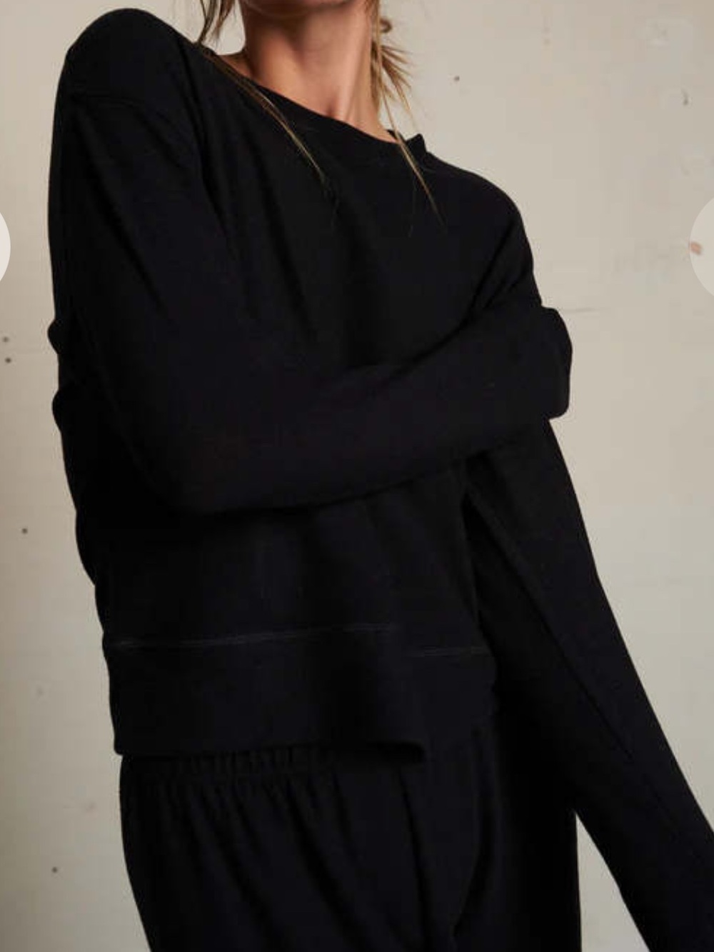 perfectwhitetee Black Crewneck Top
